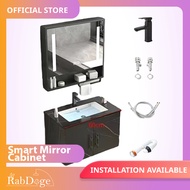 Rabdoge Bathroom Sintered Stone Basin Cabinet With Smart LED Mirror Cabinet Lauren Black Gold