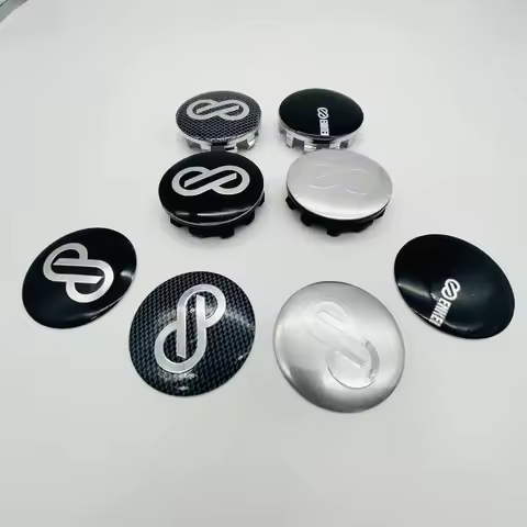 4PCS Rim Cap 56mm Center Cap ENKEI Racing Emblem Sticker Wheel Cover Hub Cap Black & Silver