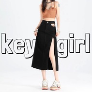 Keygirl side split jeans skirt a line skirt premium women's midi skirt 7 8 contemporary JUMBO XS-5XL