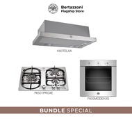 Bertazzoni 60cm 3-Burner Gas + Oven + Hood Bundle(P6501PROXE 60cm Gas Hob + F605MODEKXS 5 Function Oven + K60TELXA Hood)