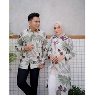 KEMEJA Batik Couple (Couple DUA PUTRI) - Baju Batik Couple Batik Tunic For Women Modern Couple Clothing Set Batik Shirt Men Long Sleeve Batik Tunic Office Uniform M L XL XXL JUMBO