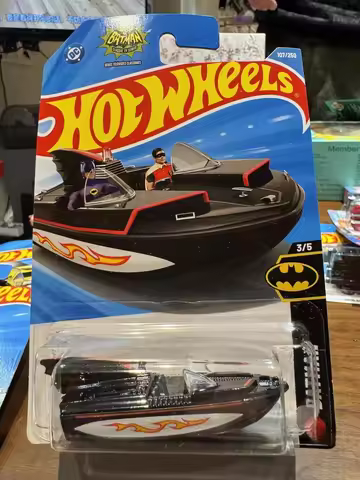 C4982/2026e Original Hot Wheels Car Batman 1966 Bat Boat Batman 1/64 Diecast Toys For Boys Voiture M