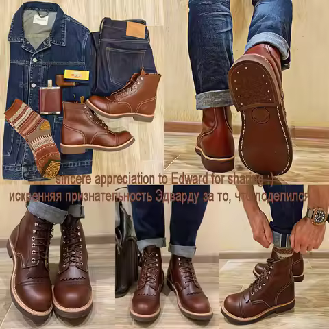 YQ8111 Cowhide Leather Handmade Goodyear Welted American Boots Custom Made Service Red Tornado Size 