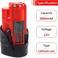 waitley 2 Pack 12V 3.0Ah Replacement Battery Compatible with Milwaukee 3Ah 48-11-2401 Li-Ion Battery