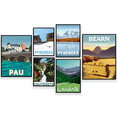 Lourdes - High Pyrenees, Bridge of Spain - Circus Galvani, Pyrenees - Saint Lary, Pau poster, vintag