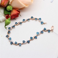 Xingfuo Russia 585 Purple Gold Bluestone Bracelet Fashion Rose Gold Plated Super Flashing Zircon Blu