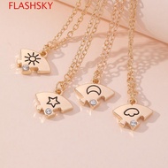 FLASHSKY 4pcs/set Best  Forever Necklace, Colorful Rhinestone Jigsaw BFF Necklace, Splicing Jewelry 