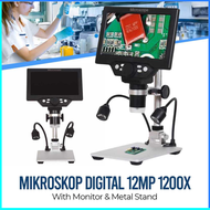COD Taffware Mikroskop Digital 12MP 1200X with Monitor & Metal Stand G1200 / Mikroskop buat servis h
