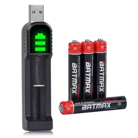 Batmax AAAA Ni-Mh Rechargable Battery+ LED Display USB Charger for Surface pen,stylus pen,Surface pr