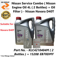Nissan Service Combo ( Nissan Engine Oil 4L ( 2 bottles) + Oil Filter ) - Nissan Navara D40T ( KLC42