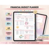 Digital Financial Budget Planner | Cash Planner | Undated Finance Tracker | PDF Goodnotes Template