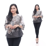 BATIK ATASAN WANITA TERBARU KEKINIAN TERMURAH BLUS BATIK WANITA MODEL TALI SAMPING DAN KANCING ALL M