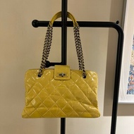 Chanel 孟買系列托特包 油蠟牛皮 黃色銀扣