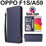 OPPO F1S/A59 LEATHER CASE PREMIUM-FLIP WALLET CASE KULIT UNTUK OPPO F1S/A59 - CASING DOMPET-FLIP COVER LEATHER-SARUNG BUKU HP