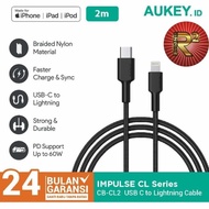Aukey CB-CL2 Braided Nylon Kabel Charger Iphone USB-C To MFi Original