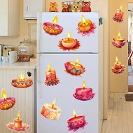 24pcs Diwali Candle Window Stickers Deepavali Wall Stickers Diwali Festival Party Decorations