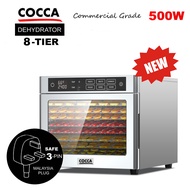 COCCA 8-Tier SUS304 Stainless Steel Food Dehydrator Commercial Grade 500W
