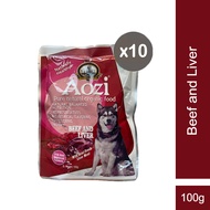 Aozi Organic Wet Dog Food Beef and Liver - 100g Pouch 10 PCS