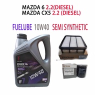 MAZDA 6 2.2 (D), CX5 2.2 (D)  OIL FILTER + AIR FILTER + FUELUBE 10W40 SEMI  SYNTHETIC  ENGINE OIL CX