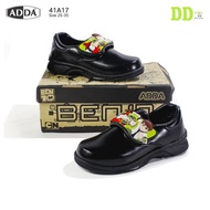 รองเท้านักเรียนหนังสีดำ ADDA 41A17 41A08 รองเท้านักเรียนเด็กผู้ชาย สายแบบแปะ ลายการ์ตูนเบ็นเท็น BEN 10 ไซส์25-35