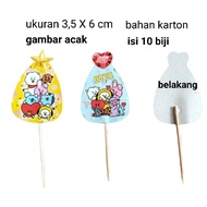 Topper toper cupcake decoration cup cake rice tumpeng pudding happy birthday birthday character bt21