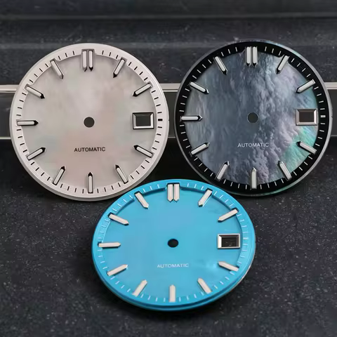 31mm Mother of Pearl Texture Watch Dial C3 Green Lume No Logo For Seiko IWC Ingenieur NH35 4R35 Move