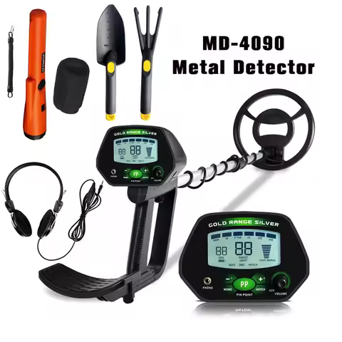 MD4090 Metal Detector 8.7'' Waterproof High Accuracy Search Coil Metal Detecting for Adults All Meta
