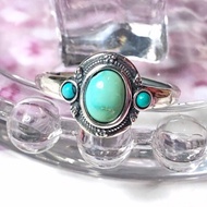 Cincin Kristal / Original Natural Hubei Turquoise 925 Silver Rings纯天然原矿湖北绿松石925纯银戒指