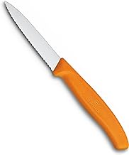 Victorinox Swiss Classic Paring Knife for Cutting and Preparing Fruit and Vegetables Serrated Blade in Orange, 3.1 inches