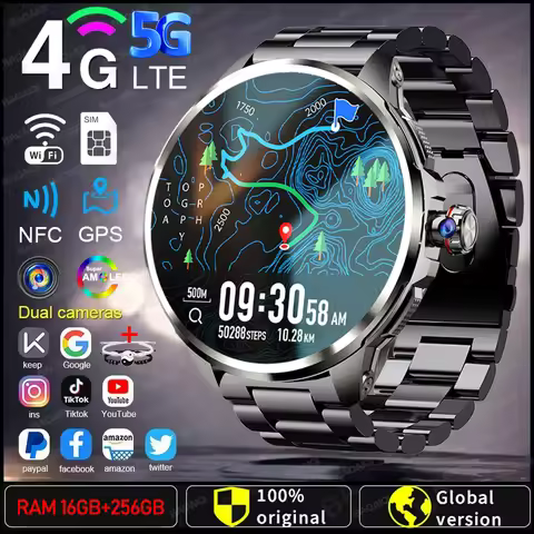 4G Full Network Smartwatch GPS 1.95 inch 720*720 AMOLED Screen 900W Camera 16GB+256GB RAM WIFI Googl