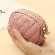 beg dompet perempuan dompet perempuan Diamond First Layer Cowhide Zipper Mini Women's Small Wallet
