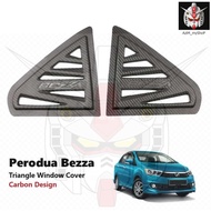Perodua Bezza Rear Side 3D— Carbon Window Triangle Mirror Cover (Cover Cermin)