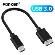 FONKEN Usb C To Micro B สาย Usb 3.1ประเภท C ฮาร์ดดิสก์ Hdd Micro-B สายข้อมูล5Gbps Usbc 1M สำหรับ Mac