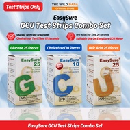EASYSURE GCU Test Strips Blood Glucose, Cholesterol, Uric Acid &amp; GCU Combo Set KKM &amp; MDA Approved