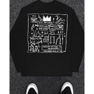 100% Cotton Back Graffiti Ami Khaki Men Women Long Sleeve T-Shirt