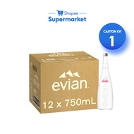 [1 Carton] Evian Natural Mineral Water Glass Bottle (12x750ml)