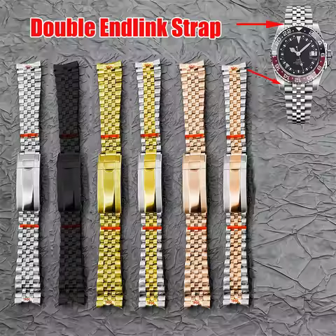 20mm Double endlink Watch strap for seiko jubilee bracelet 904l stainless steel Fit datejust submari