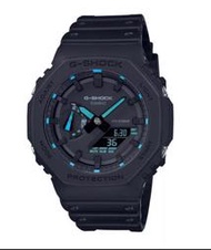 全新台灣卡西歐公司貨CASIO 農家橡樹 G-SHOCK系列 酷黑霓虹 藍 八角形錶殼 GA-2100-1A2 一年保固