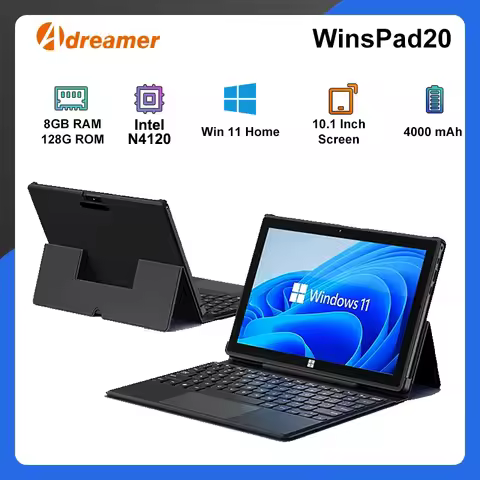 Adreamer 2-in-1 Laptop 10.1 Inch Portable Tablet PC 1280x800 IPS Win 11 OS Intel N4120 8GB & 128GB F