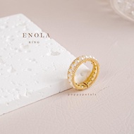 Poppypetals simple pearl zirconia band ring cincin anti karat - Enola