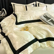 European Luxury Jacquard TC1600 100% Cotton 4IN1 Bedsheet Set Quilt Cover Bedsheet Pillow Case Weddi