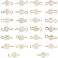 PH PandaHall A-Z Letter Link Charms, 26pcs Manik Huruf Abjad Berbentuk Cangkang dengan Loket Gelung 