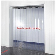 Pvc curtain blue clear transparent complete, ready to install, UK. 2mm thick x W.100cm x H.210cm