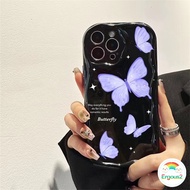 Infinix Hot 30i 30 VIP 20i 20 12 9 8 Play Note 30 VIP 12 Pro Turbo G96 Smart 7 6 5 Ins Korean Style Purple Butterfly Wavy Edge Phone Case Airbag Shockproof Soft Silicone Back Cover