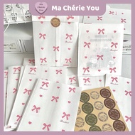 Paper Bag Ribbon Kraft Beg Asthetic Decoration Candy Packaging Doorgift Birthday 粉色蝴蝶结袋子生日毕业礼品袋牛皮袋子