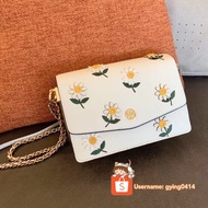 Tory Burch Robinson Embroidered Mini Shoulder Bag Leather Women's Handbags Daisy Sling Beg Women Crossbody Bag