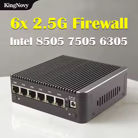 6x i226-V 2.5G Intel 8505 7505 6305 Home Server Firewall Fanless Mini PC DDR4 NVMe 1*COM Type-C Supp