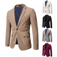 Men's Casual Business Corduroy Blazer Thick Jacket Plus Size Slim Fit One Button Work Sport Coat For Autumn and Winter