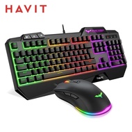 HAVIT KB558 Wired Gaming Keyboard Moe Kit RGB Backlight 104 Keys with Wrist Rest   Gean Layout Keyboard For PC Laptop