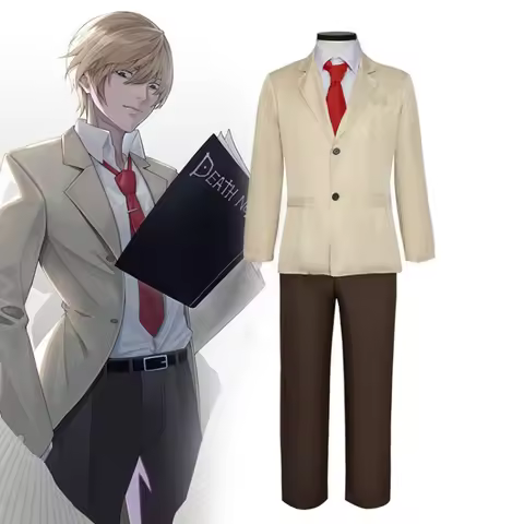 Anime DEATH NOTE Yagami Light Cosplay Costume Night God Moon Coffee Color school uniform cosplay cos